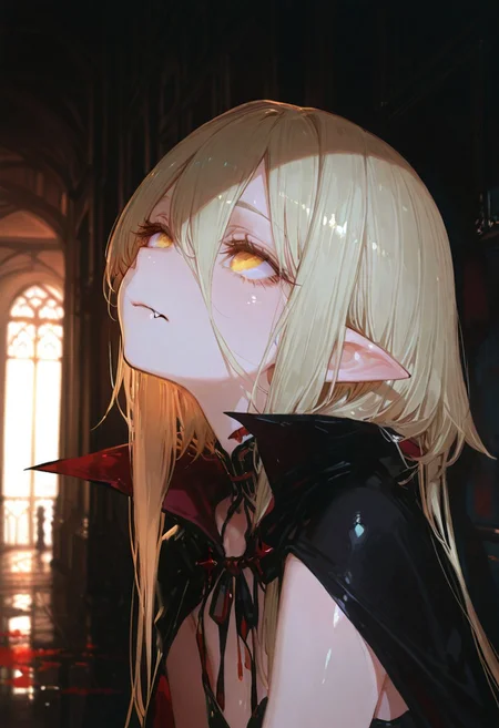 masterpiece, best quality, good quality, newest, highres, absurdres, volumetric lighting,gradient color,
BREAK
raytracing, volumetric lighting, ambient occlusion, girl, background, masterpiece, best quality, very awa, absurdres, model style,
BREAK
Vampire, fang, cape, pointy ears, blood
BREAK
masterpiece,amazing quality,best quality,ultra-detailed,8K,illustration,CG,shiny hair,clear skin,ultra-detailed-eyes, background,cute girl, eyelashes