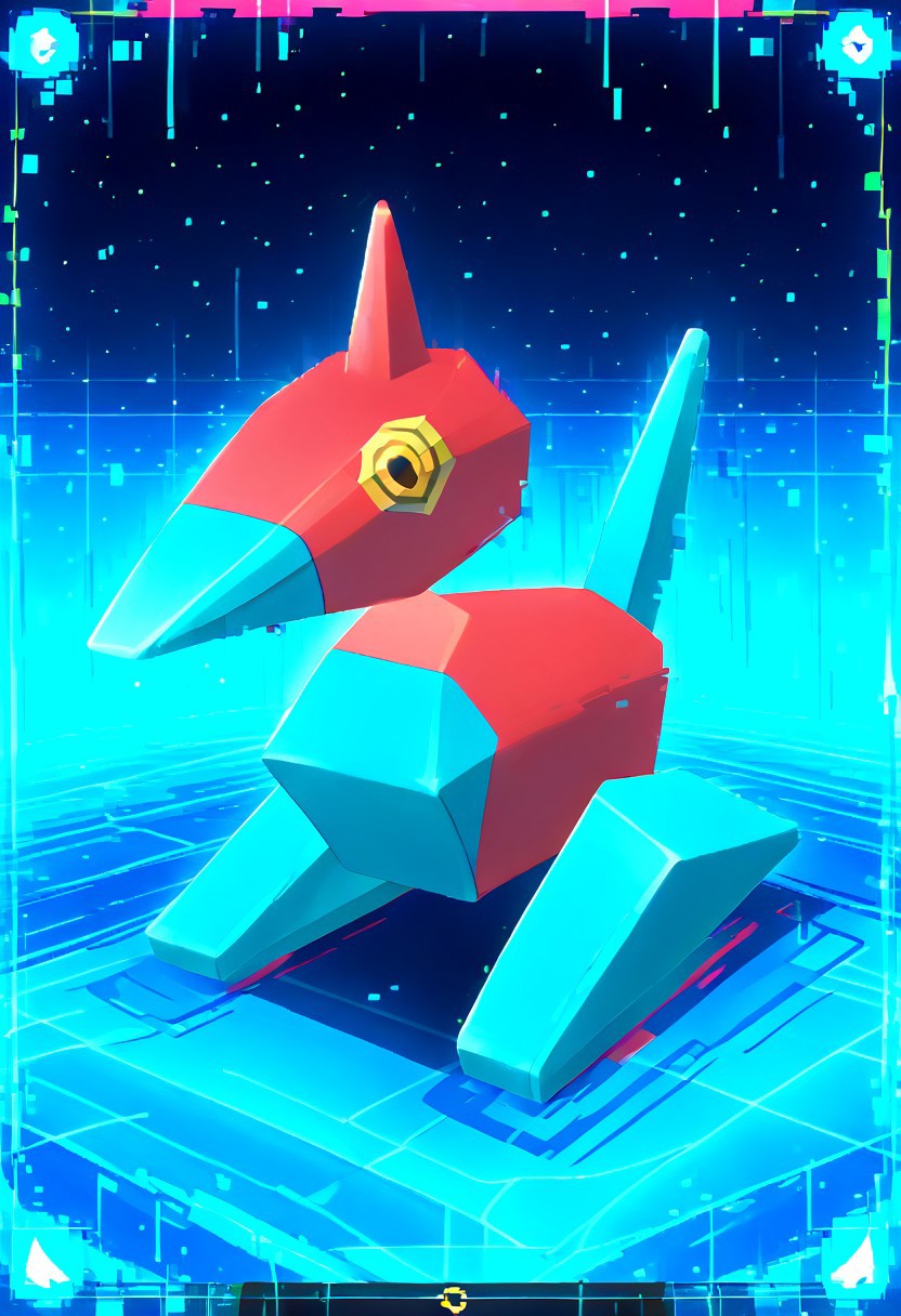 masterpiece, best quality, newest, absurdres, highres, amazing quality, PorygonZ, porygon-Z, pokemon, pokemon \(creature\), high resolution, yellow eyes, glitch, digital view, glitching world, flickering, glitch style