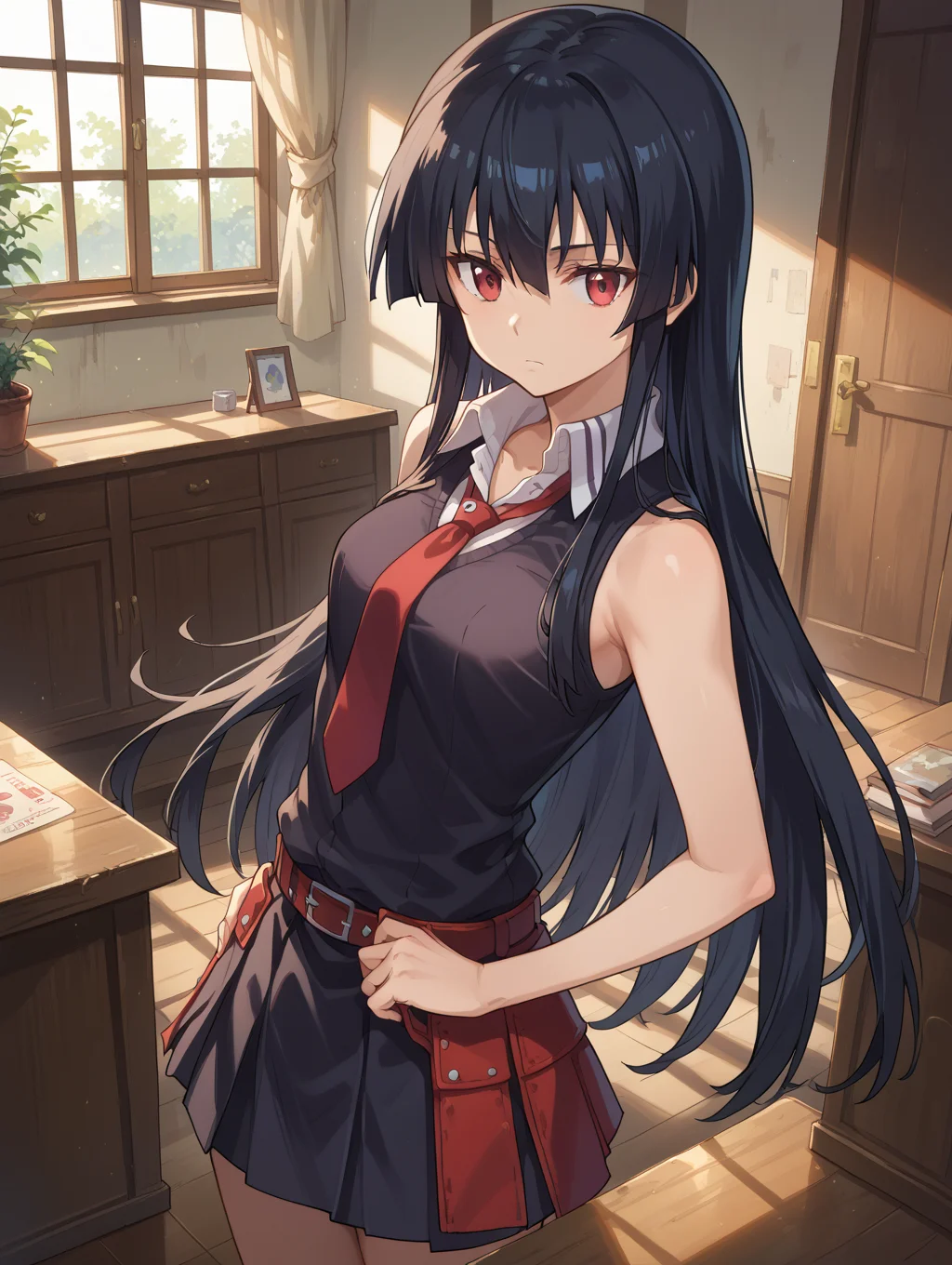 score_9, score_8_up, score_7_up,source_anime,BREAK,
akame_akame_ga_kill, expressionless, looking at viewer, standing, indoors,
<lora:akame_akame_ga_kill:1>