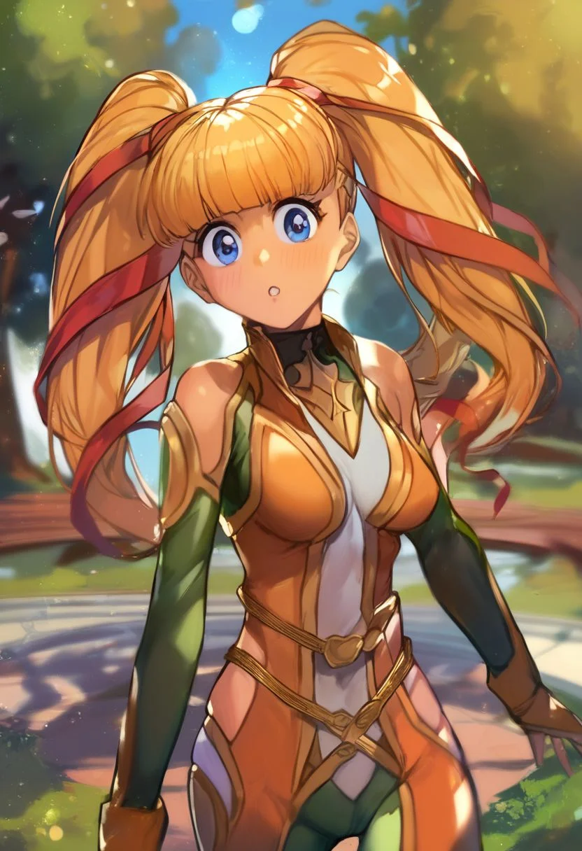 Stellar Blade Skin Suits , score_9, score_8_up, score_7_up, score_6_up, score_5_up, score_4_up, rating_questionable, , source_anime, digital illustration, pixiv, fanbox, uncensored, , BREAK, official art, 1girl, solo, monica kruszewski, blonde hair, blue eyes, hair ribbon, medium breasts, twintails, ribbon, Seductive Eyes, skinbodysuit, bodysuit, outdoors, blush, cowboy shot, looking at viewer, <lora:Monica_Kruszewski_Pony-000009:1>, <lora:skinbodysuit e3-000009:0.75>, ng_deepnegative_v1_75t, easynegative, OverallDetail