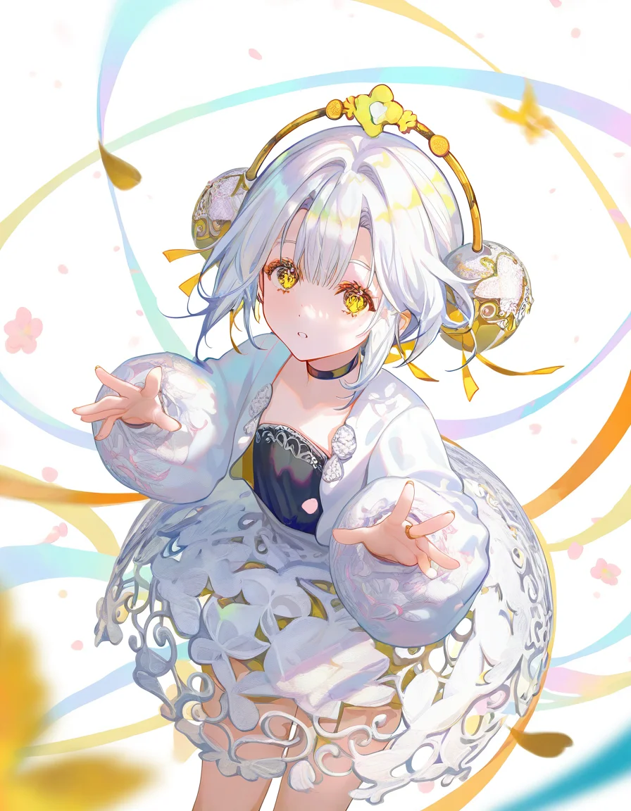 yinxiangnang,1girl,solo,looking at viewer,white background,<lora:yinxiangnang-000014:1>,simple background,cowboy shot,white hair,, masterpiece, best quality, very aesthetic, absurdres,newest, incredibly absurdres,, 8k,best quality,masterpiece,(ultra-detailed),(high detailed skin),((artist:reoen),(artist:fuzichoco),(artist:atdan),(artist:torino_aqua),year 2024:0.8),[artist:wlop],[artist:ningen_mame],artist:ciloranko,[[artist:rhasta]],artist:tidsean,colorful,