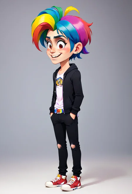 <lora:InfiniteTina:.6> A 24-year-old InfiniteTina man with rainbow hair