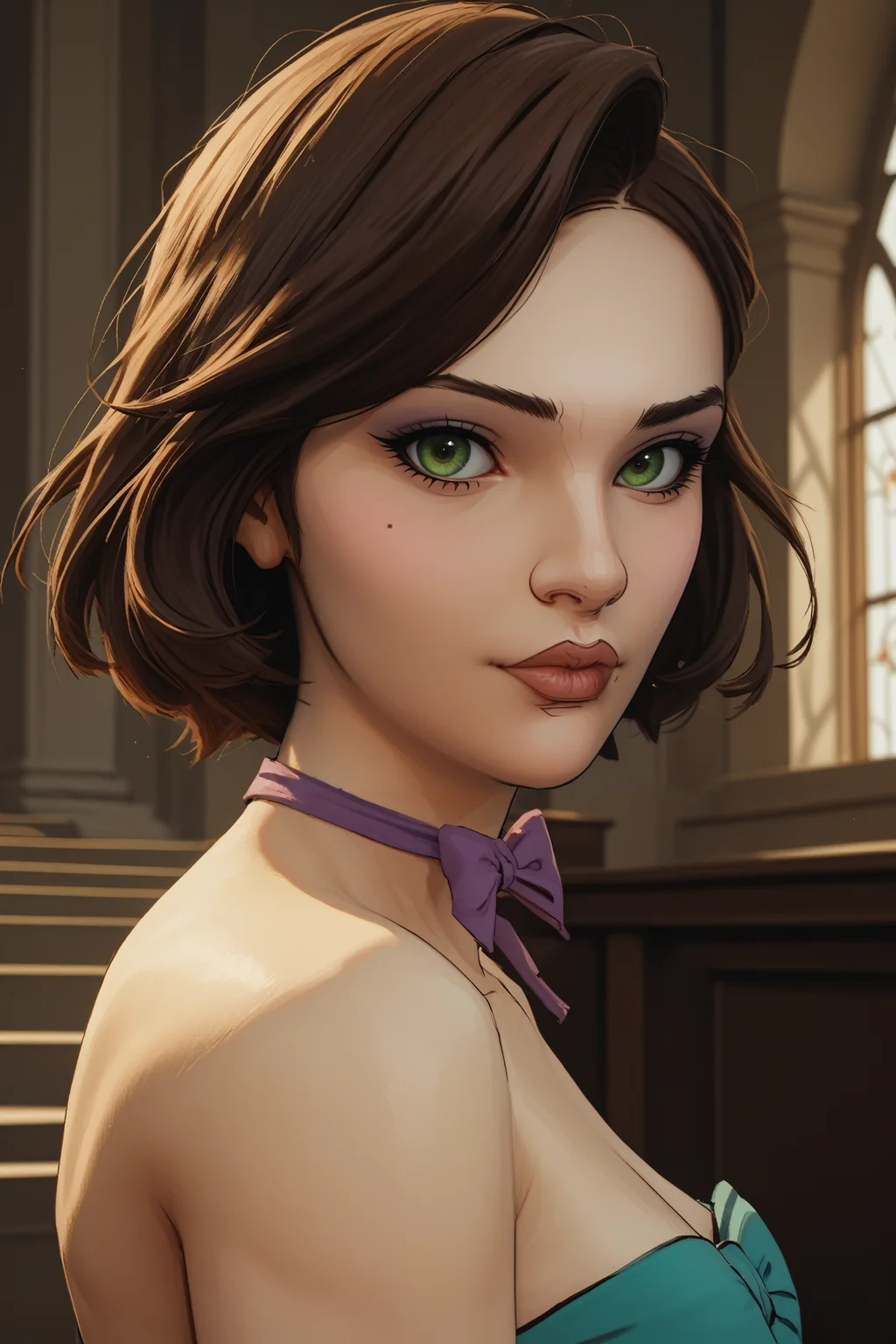 score_9, score_8_up, score_7_up,
<lora:WolfFaith:0.9>
WolfFaith, 1girl, brown hair, green eyes, short hair, bow, looking at viewer, portrait