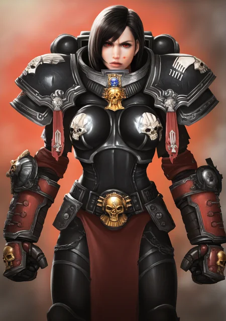 cowboy shot,Tifa Lockheart,
edgAdepta, 1girl, solo, huge red guantelets, power fist, lips, blood, gauntlets, skull ,wearing edgAdepta,power armor,pauldrons,skull emblem, <lora:edgIllustriousXLAdeptaSororitas-000004:0.85>
very aesthetic, masterpiece, best quality, very aesthetic, highres, absurdres, sensitive