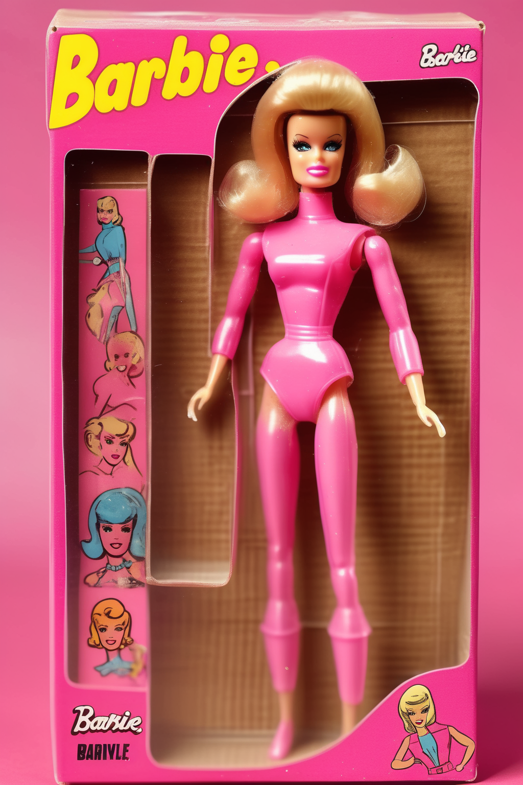 <lora:1987 Action Figure Playset Packaging:1>1987 Action Figure Playset Packaging - barbie, retro action figure packaging, clear plastic, graphic design background on cardboard