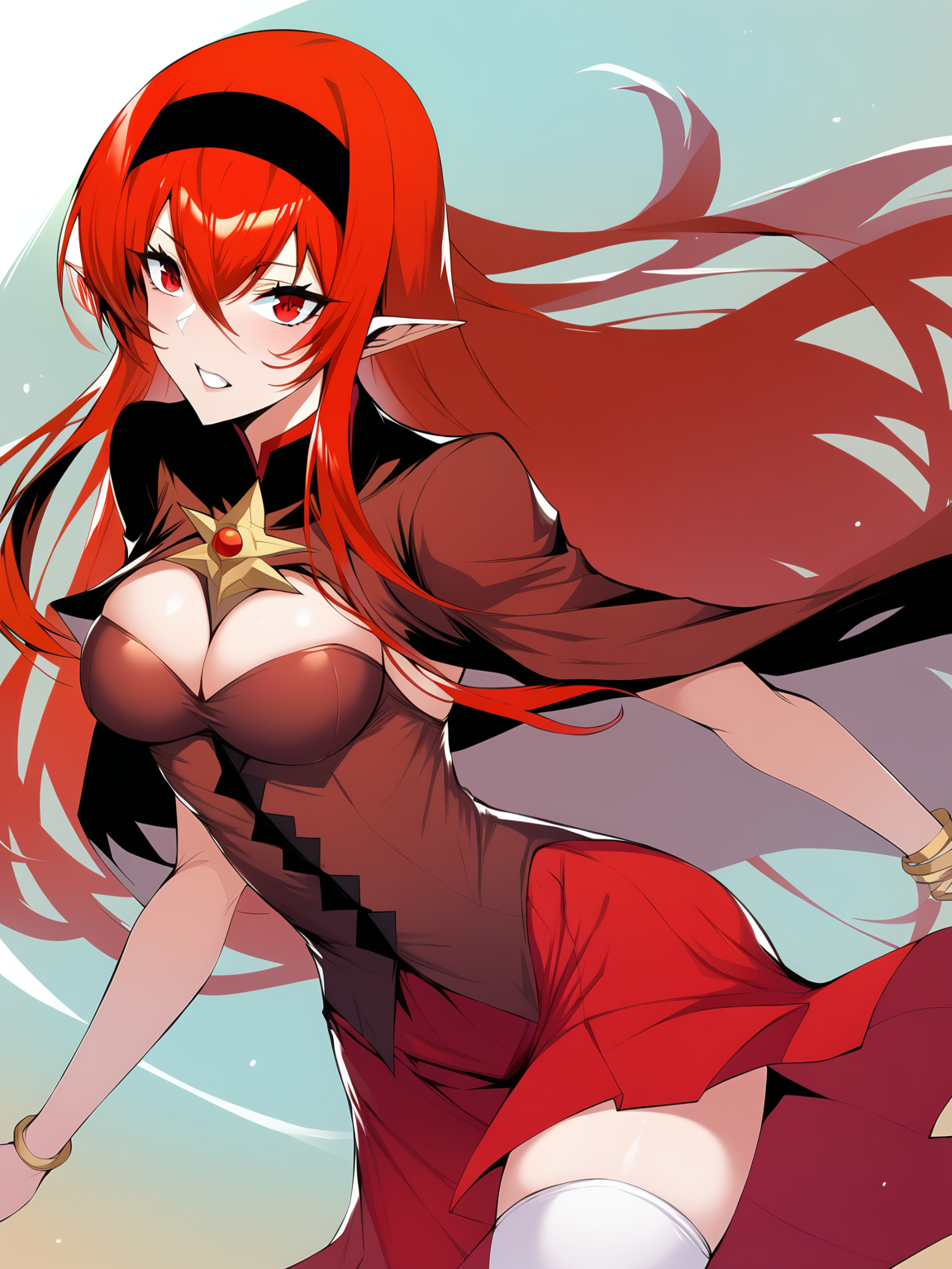 score_9,score_8_up,score_7_up,score_anime,
BREAK
dungeon and fighter,elementalist (dungeon and fighter),1girl,black hairband,hair between eyes,hairband,long hair,pointy ears,red eyes,red hair,red skirt,skirt,white thighhighs,
BREAK <lora:LDART_style_pony:0.9>,<lora:raita_ponyxl:0.35:lbw=MIDD>,, masterpiece, best quality,