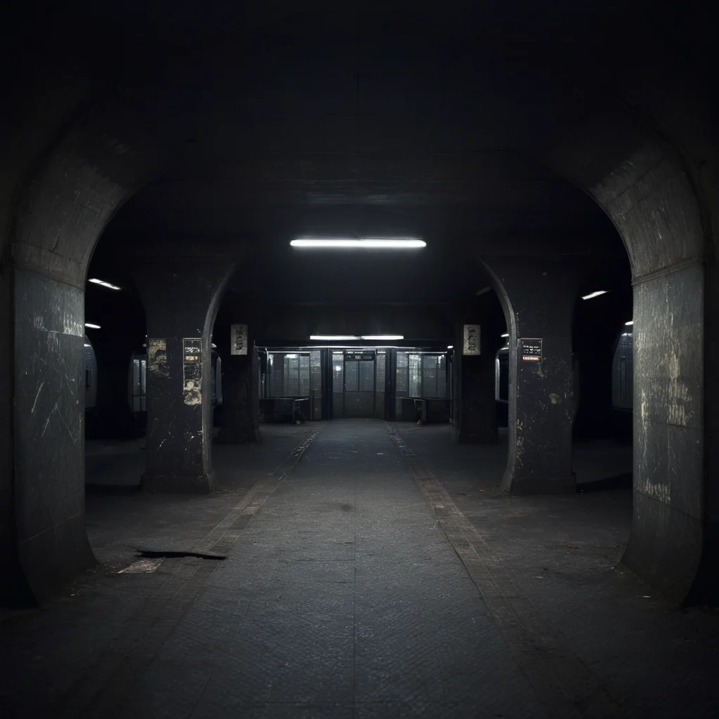 empty old abandoned dark metro station <lora:Metro:1>
