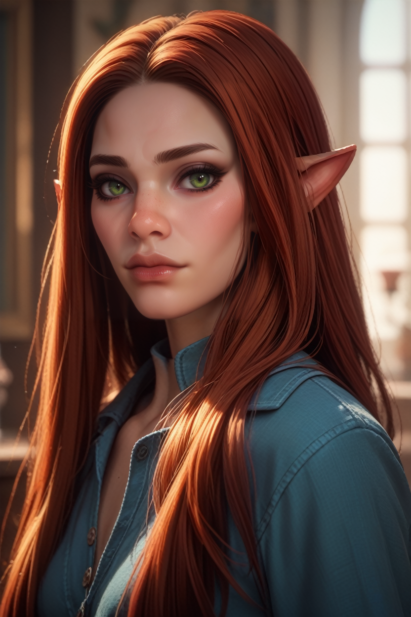 score_9, score_8_up, score_7_up, score_6_up
<lora:DVFRook:0.8>
DVFRook, 1girl, pointy ears, red hair, long hair, green eyes, looking at viewer, portrait