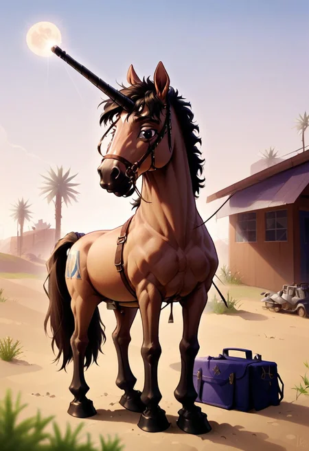 Night time ,A lone figure travelling a deserted highway a, barren waste land stretches out in all directions. remnants of a forgotten metropolis can be seen in the distance. His only companion an old mustang horse trails behind him. the occasional cactus or Joshua tree sparsely dot the land scape. The figure makes camp by the side of the highway, he makes a fire and lays his bedroll close to it to ward of the chill and loneliness of the desert night. His horse is hitched to a near by tree, As the man stares into the fire he draws a harmonica from his pack. Far in the distance a single light shines from the top of the metropolis, the full moon hangs low and heavy in the sky. He lies down on his bedroll legs crossed and arms folded behind his head as he stares at the stars, he looks for a guiding star. A coyote howls in the distance, the horse whinnies in reaction. The man stands and approaches his stallion, he lays a calming hand on the flank of the stallion. He checks the horses tack and offers the horse some feed, before removing his Winchester Lever Action Rifle, from its place on the horses saddle. He removes the saddle and bridle from the horse and lets it graze freely. As he returns to the camp fire he pulls a pouch of rolling tobacco from his back pocket. Sitting by the fire the places the tip of the cigarette in his mouth, He takes a deep drag of the cigarette and exhales slowly. He watches the silvery white smoke gently drift away in the still air of the night.