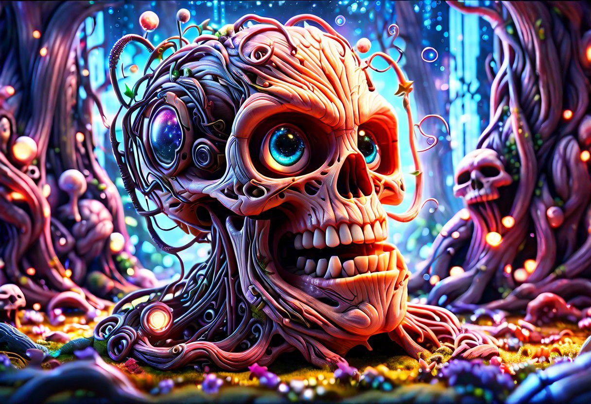 Lovely 3d old man with a smilecybernetic style Ultimate fusion of technology and allure, Cosmic Cyber Warrior. Embodying the creative genius of Jovana Rikalo, Brandon Woelfel, and Ross Tran, spectacular cosmic landscapes fraught with otherworldly conflict. Shimmering cables course beneath her translucent epidermis, connecting to powerful vertebrae that support a resplendent skull adorned with cascading neon undercut locks. Mysterious constellations twinkle ominously overhead, casting eerie shadows on the ground below. This masterpiece encapsulates the quintessential essence of science fiction, presenting a highly detailed exploration of extraterrestrial themes guaranteed to captivate audiences worldwide. . futuristic, technological, cybernetic enhancements, robotics, artificial intelligence themes,  8k picsmade of ral-mythfrst <lora:ral-mytfrst:1>