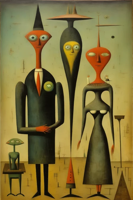 <lora:Victor Brauner Style:1>Victor Brauner Style - Victor brauner painting woman and man