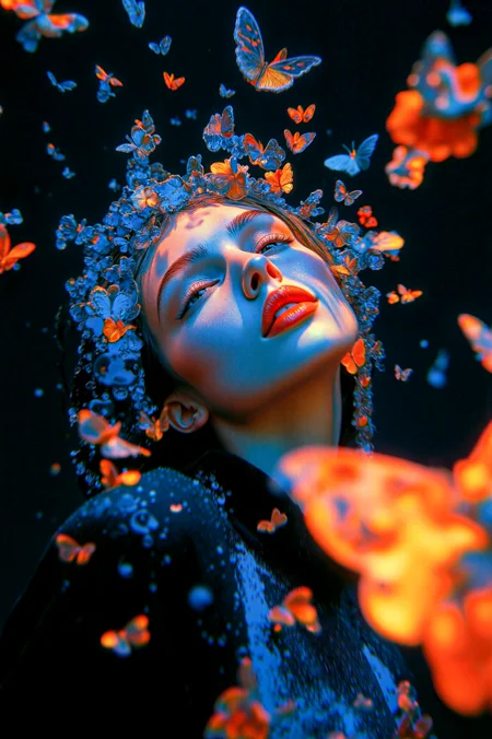 fauvism art stylized by Patty Maher,colorful art,Hermitpunk,"Words,like butterflies,flutter from the pen,transforming thoughts into delicate works of art.",fine art photography,surreal,cinematic,whimsical,Simple illustration,moody lighting,F/14,Fujifilm Superia,<lora:aidmaMJ6.1_v0.3:1>,<lora:FLUX-Vintage_Abstract_Film:0.4>,<lora:flux_realism_lora:0.2>,<lora:flux.1_lora_flyway_Epic-detail_v2:0.4>,best,professional creative,dynamic cinematic perfect background,professional fine composition,ambient,
