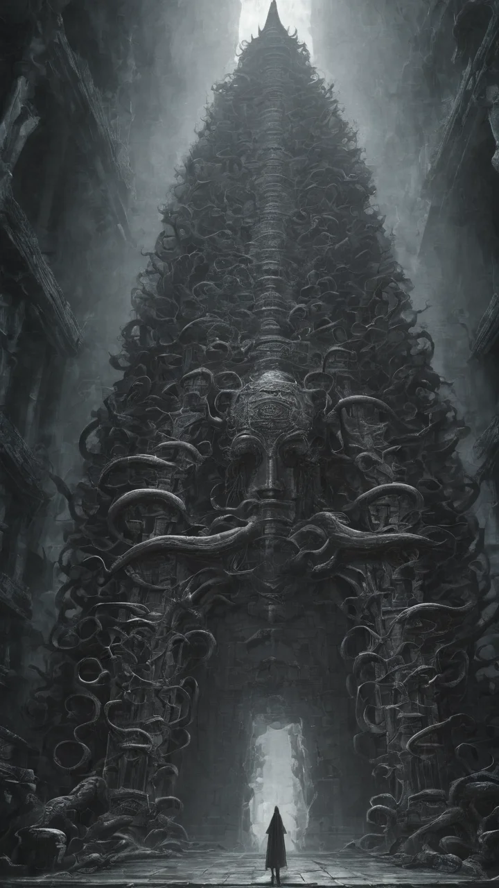 <lora:DarknessAI:1.2> an ancient temple filled with tentacles reaching from the dark DarknessAI