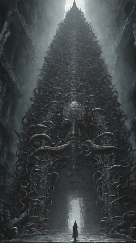 <lora:DarknessAI:1.2> an ancient temple filled with tentacles reaching from the dark DarknessAI