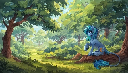 score_9, score_8_up, score_7_up, score_6_up, score_5_up, score_4_up, rating_safe, female, mare, pony, solo, unicorn, forest, high res, oc, scenery, sitting, tree, unshorn fetlocks, pine tree, oc only, vertical, leonine tail, sitting in a tree, watercolor painting, traditional art, <lora:MLP_Watercolor_Painting_v1-000006:1>
