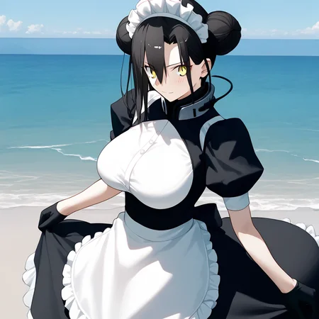 <lora:Takeuchi_Takashi_PonyXL_style_v01:1>
<lora:agent.pony:1>
score_9 , score_8_up , score_7_up , source_anime , 
masterpiece , best quality , ultra-detailed , 
BREAK
agent \(girls' frontline\), maid
1girl , woman , huge breasts , light smile , light blush , ((medusa (fate)):0.5)  , 
long black hair  , maid dress ,  
standing in the ocean