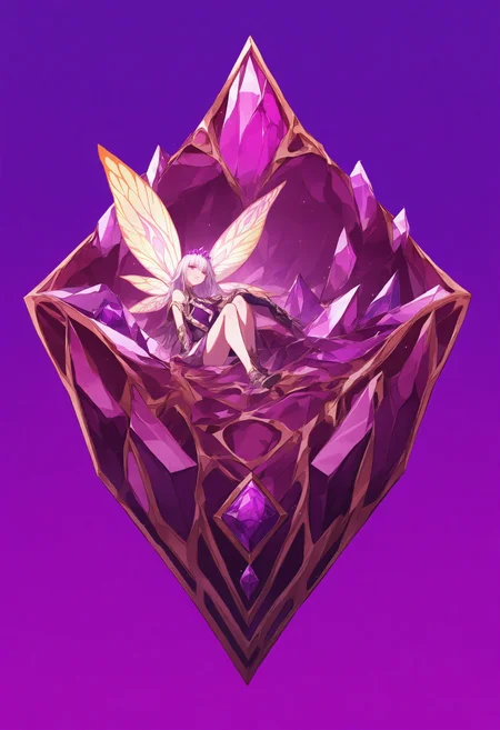masterpiece, best quality, fairy, limited palette, contrast, phenomenal aesthetic, sumptuous artwork, silver, purple, amethyst \(gem\), <lora:ChamIllustriousBackgroundEnhancer:1>