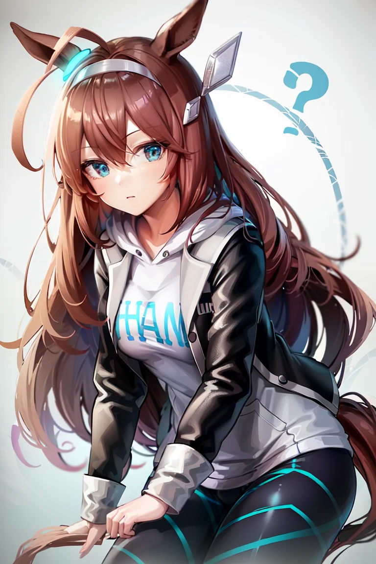 masterpiece, best quality,
mihono bourbon \(umamusume\),
long sleeves, blue leggings, open white jacket, white hoodie, hood down,
cowboy shot,
<lora:mihono_bourbon_lora-000010:0.9>