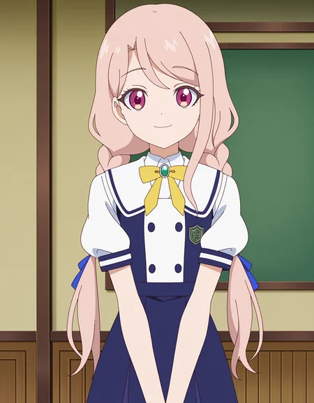 tamaki_nikaido,blue hair ribbon,looking at viewer,smile,upper body,
school uniform,sailor collar,skirt,short sleeves,1girl,masterpiece,best quality,amazing quality <lora:tamaki_nikaido-ILXL:0.8>, anime screencap,