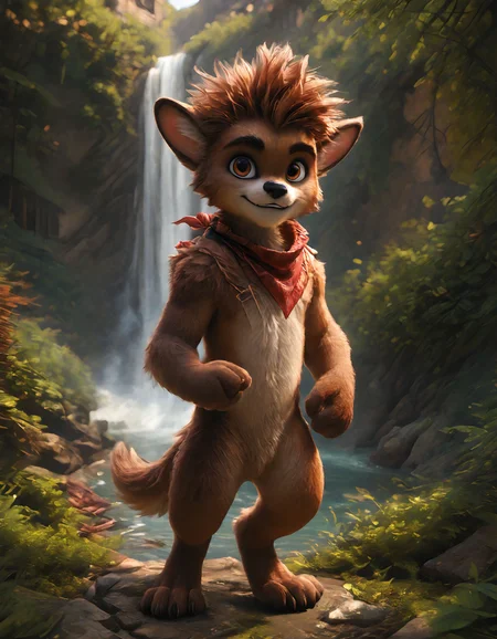 maxwishbone,solo,brown eyes,1boy,outdoors,male focus,standing,looking at viewer,full body,smile,furry,water,red neck bandana,<lora:Max_Wishbone:0.6> BREAK
realistic,source_furry,score_9,score_8_up,score_7_up,score_6_up,zPDXL3,<lora:p:0.3>,highres