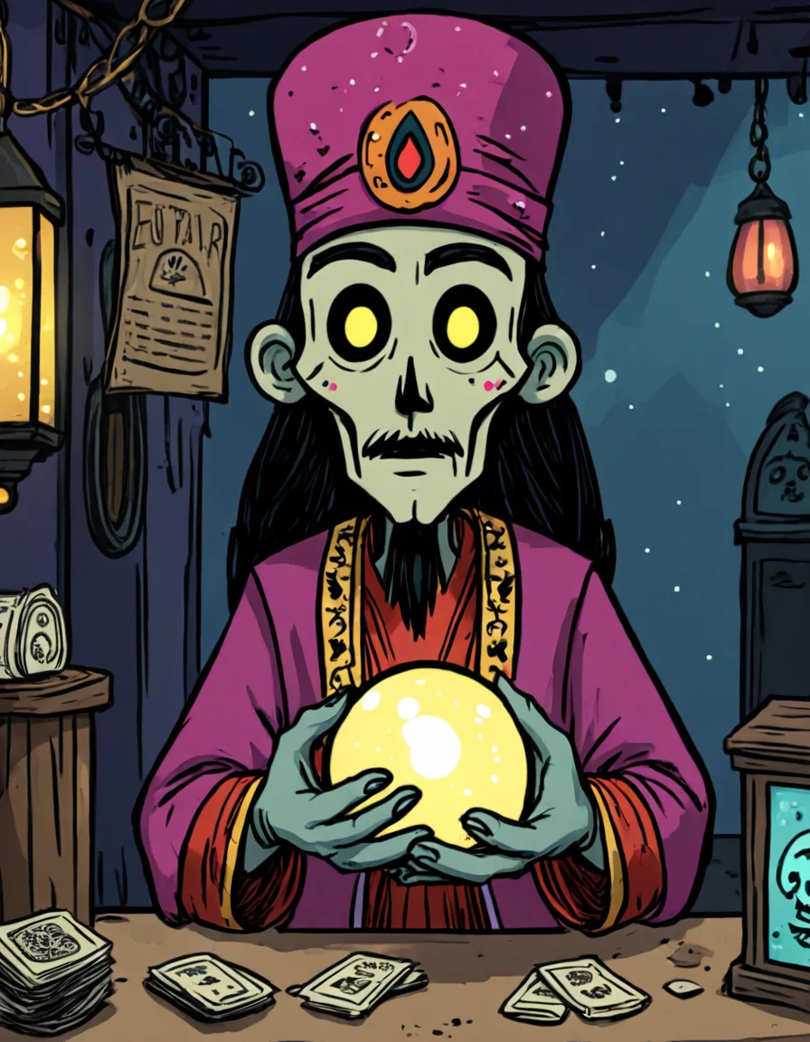 novuschroma style zoltar fortune teller <lora:105_novuschroma_1:1>