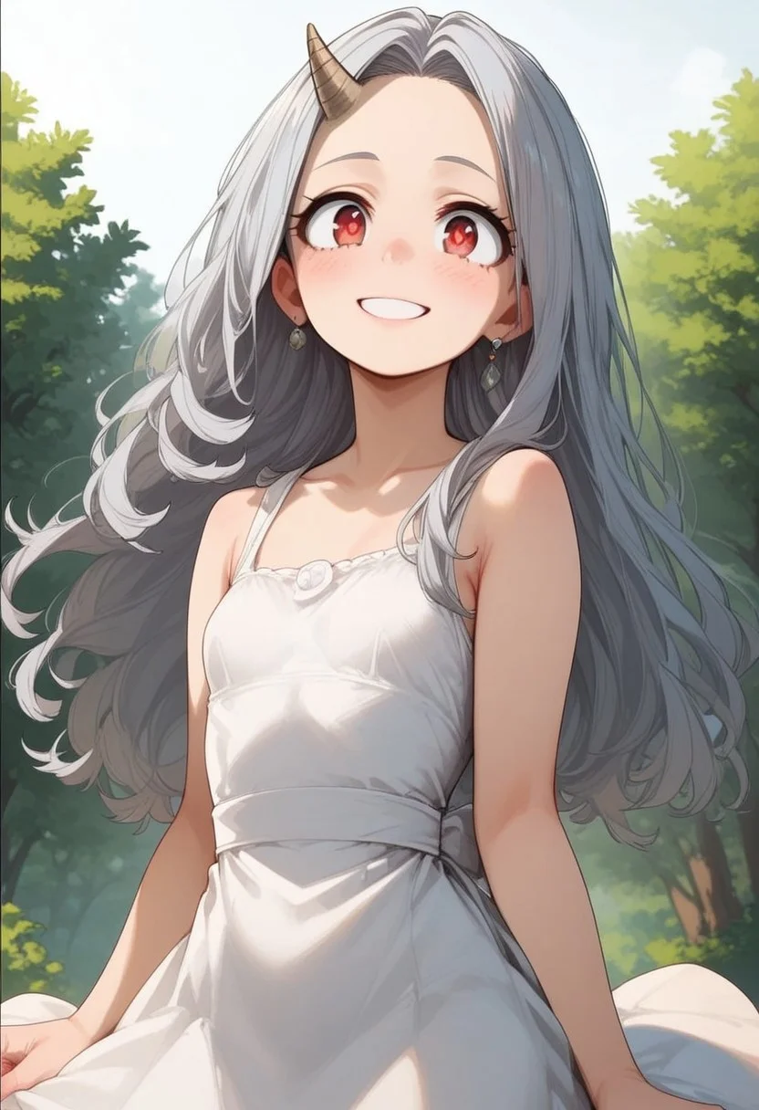 score_9, score_8_up, score_7_up, source_anime,
BREAK,
HDA_MasterpieceXL_v.1,
BREAK
1girl: Eri ,<lora:Eri-v:1>,Eri, long hair, red eyes, gray hair, horn, a single horn, small horn on the forehead, horn on the right side,petite,short stature,
BREAK
Long White sun dress, outside, white clothes, wind, facing away, front view, smiling,