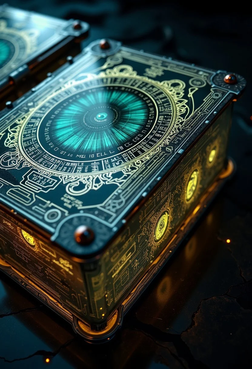 The Translucent Tome is an ancient relic of unknown origin, forged entirely from delicate glass and intricate circuitry. The "pages" are transparent, razor-thin glass sheets, etched with alien symbols and detailed, glowing circuits that weave like veins across the surface. Each page contains complex circuitry within the glass itself, allowing the book to display shifting holographic images and encoded messages that respond to touch, voice, or even thought.
The spine and binding are composed of overlapping platinum-like circuit boards, embedded with tiny nodes that pulse with a faint, silvery-blue glow. As each page turns, faint electrical currents trace through the circuits, activating ancient scripts and maps of lost star systems that flicker in ghostly holograms above the book. The cover, semi-transparent and reflective, displays an evolving constellation of symbols, which seem to change based on who holds the tome, as if it can peer into the mind of its reader.
Legends say the Translucent Tome holds the key to unlocking forbidden technologies or connecting with ancient civilizations—but only for those able to decode its shimmering, alien language and withstand the mental toll it imposes on those who dare to seek its secrets.
