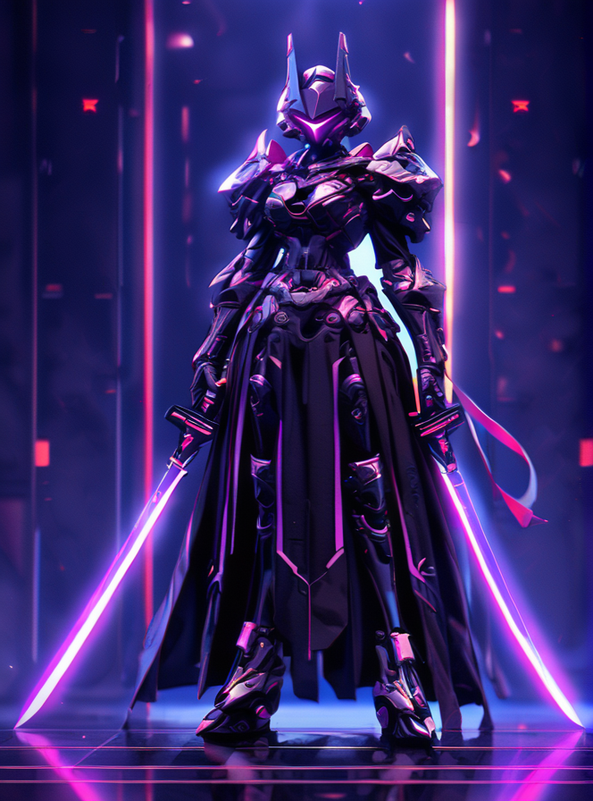 1girl, Arcana, armor, full body, glowing, helmet, holding, holding sword, holding weapon, horns, science fiction, shoulder armor, solo, standing, sword, weapon
 <lora:Arcana_XL:0.85>