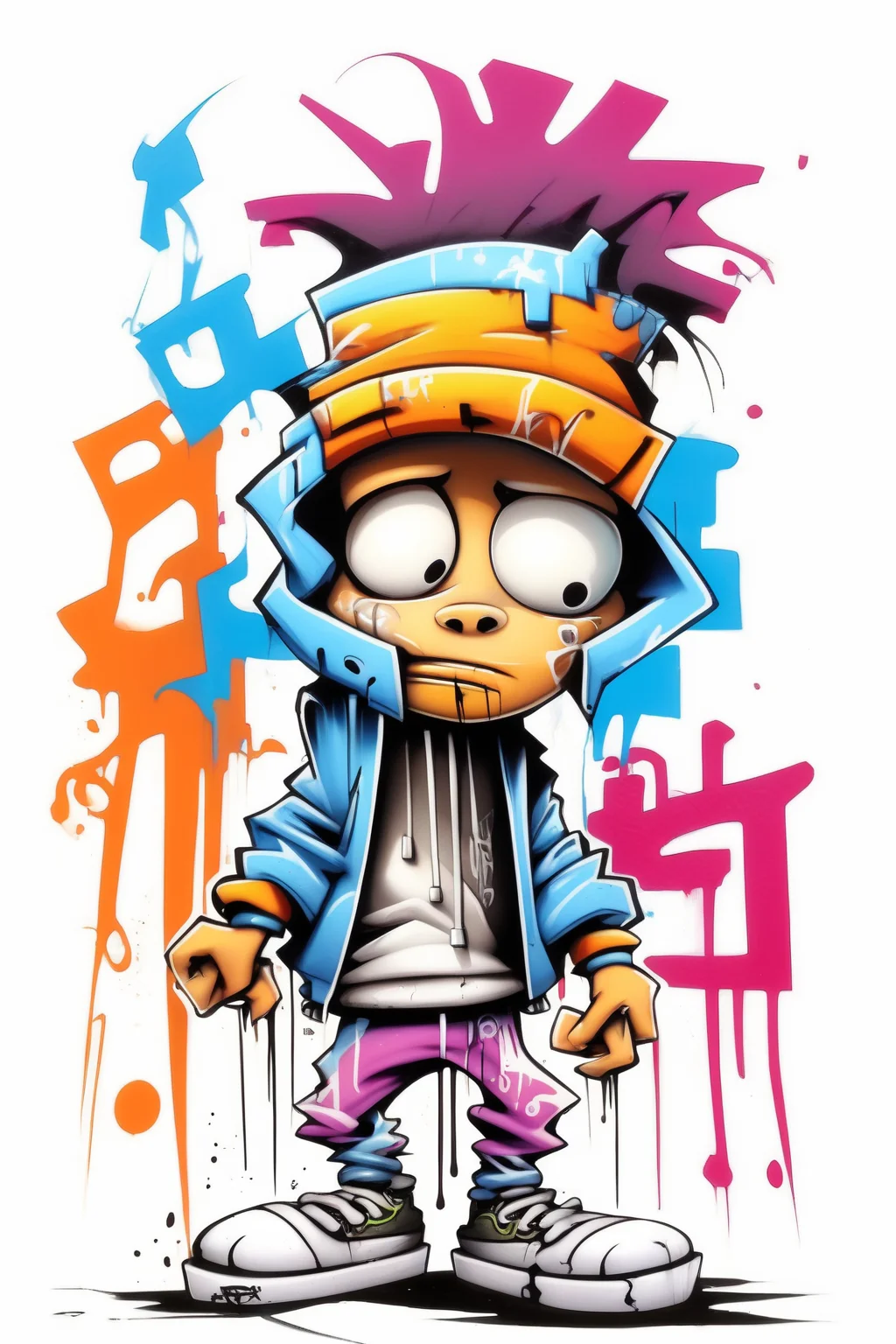 <lora:Skottie Young Style:1>Skottie Young Style - graffiti character on a white background