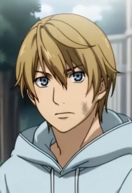 ((masterpiece)), ((best quality)), ((ultra-detailed)), ((absurdres)), score_9_up, score_8_up, score_7_up,
HD, top quality, best quality, amazing quality, High-quality illustrations, anime screencap, source_anime, best aesthetic, perfect proportions, perfect eyes, 1boy, 1male, solo boy, solo male, male focus, solo male focus, Anime, boy, male anime character, anime boy, handsome, cute, charming, Kazuma Mikura, dirty blonde hair, blue eyes, hooded shirt, ((face only, face focus, face only shot)), ((sports park)), easynegative, updn, Expressiveh, masterpiece, best quality, very aesthetic, absurdres