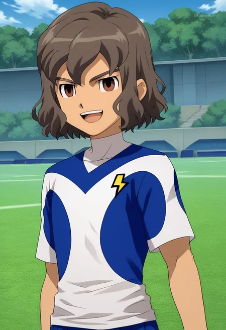 score_9, score_8_up, source_anime, highly detailed, 1boy, solo, male_focus, slender, skinny, full body,
riccardo, 1boy, male focus, soccer uniform, galaxy soccer uniform, brown hair, open mouth,
sportswear, brown eyes, solo, upper body, lightning bolt symbol, smile
outdoor,