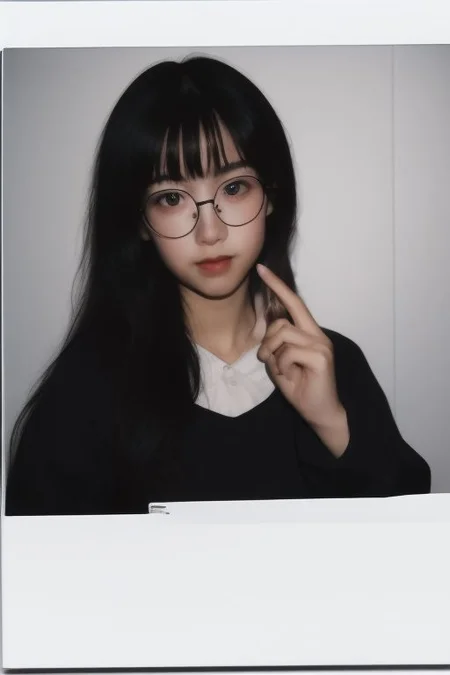 1girl with glasses, realistic, Analog style, 8mm film, chromatic aberration, Dvd screengrab, 80s movie, cinematic lighting, Yumi tsu, Live portrait photography, Contemporary photography, in the style of gothic dark intensity, snapshot aesthetic, light black, chinapunk, slender, karencore, high details, realsitic shadow, in motion, realistic, glasses, looking at viewer, green hair, multicolored hair, two-toned hair, lips, good hands, best hands, perfecteyes eyes