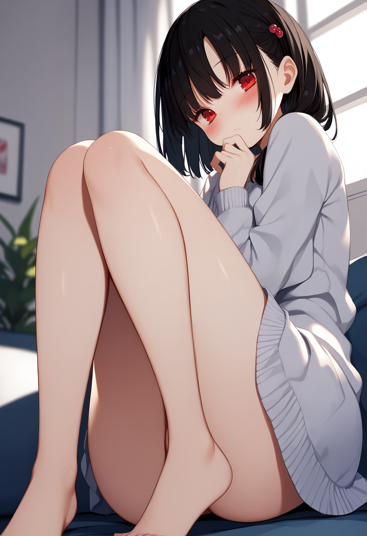 score_9, score_8_up, score_7_up,source_anime,rating_explicit,uncensored,anatomically correct,best perspective BREAK
<lora:ã³ã­ã¤(binetsu)style:0.8> binetsustyle
1girl, black hair, red eyes, 
blush, petite, bare legs, barefoot,