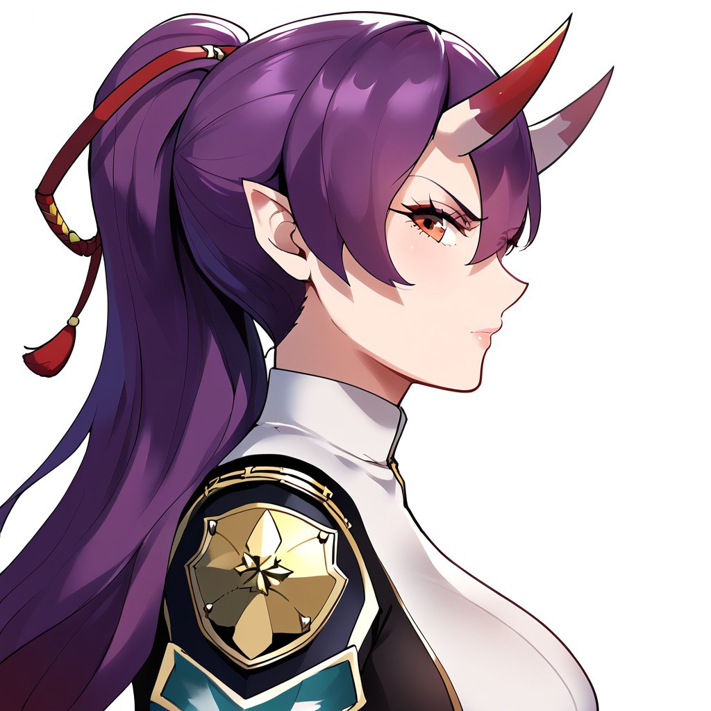 1girl, solo, portrait, close-up, determined, from side, looking at viewer,,abstract background, masterpiece, amazing quality, best quality, very aesthetic, absurdres, zPDXL3, by marushin, BREAK, izumo \(azur lane\), military uniform, (mature female:1.2), tall female, curvy, beautiful face, highly detailed faces and eyes,