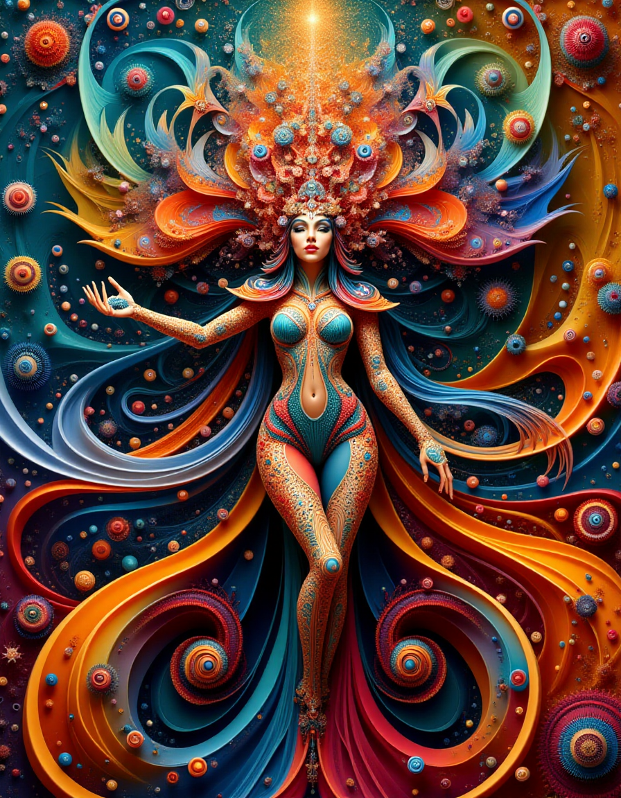 woman meahophontron of colorful ral-frctlgmtry <lora:ral-frctlgmtry_flux:1>