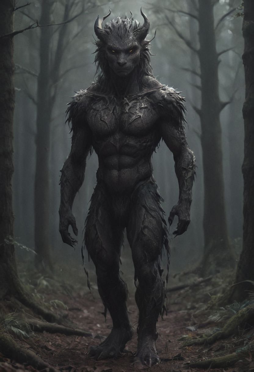 anime artwork human dragon hybrid, human head, dragon scale skin, dragon eyes, male focus, full body, standing, grimdark, creepy tale:1.15, dark forest background, rim lighting, style of Anato Finnstark, by alena aenami, <lora:RM_Niji_v1.0_bf16:0.8> . anime style, key visual, vibrant, studio anime,  highly detailed