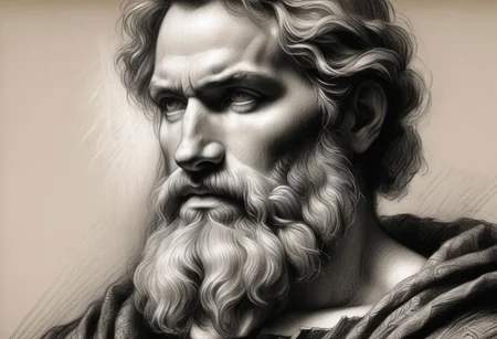 (masterpiece),
Black and white Renaissance drawing of a mid-age bearded man,
Black and white tones,
HDR, highly detailed, 32k,
looking at viewer, Style-Renaissance
