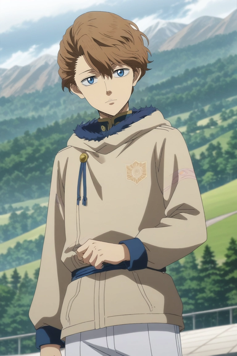 score_9, score_8_up, score_7_up, source_anime, rating_safe, intricate details, anime screencap, anime coloring, , , depth of field, 1boy, solo, male focus, <lora:langris_vaude_pony:1>, langris_vaude, brown hair, blue eyes, short hair, hair between eyes, wide angle, wide shot, full body, snowy mountain, dawn, yoga, giggling, ,, <lora:sdxl_lightning_8step_lora:1>
