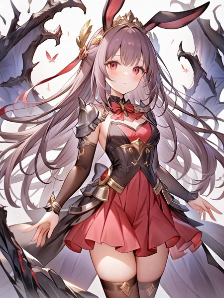 1girl,(solo:1.3),laura,<lora:laura:0.7>,white background,simple background,standing,cowboy_shot,rabbit girl,bunny_girl,expressionless,77gl,light_blush,(formal_dress:1.2),, masterpiece, best quality, very aesthetic, absurdres