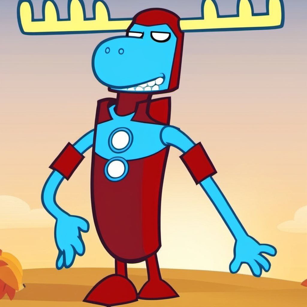 Lumpy1024, a tall  blue cartoon character dressed as ironman <lora:Lumpy1024:0.9>
