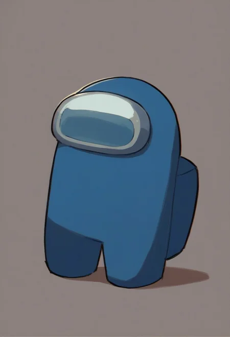 masterpiece,best quality, highly detailed, score_9, score_8_up, score_7_up, score_6_up, score_5_up, score_4_up, mikus-amogus, no eyes, blue glass, blue Crewmate, solo, Cute, in the forest in the morning