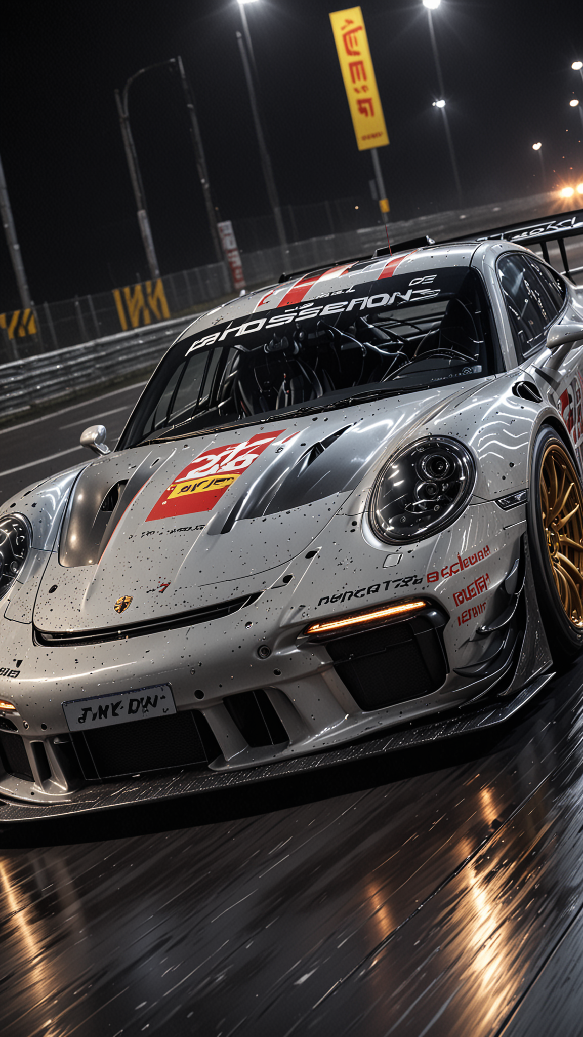 dynamic angle, masterpiece, award winning picture, Porsche DTM car racing, at night, futuristic background, hyper detailed, intricate, poster, artstation, epic, ultra detail, intricate details, UHD (Use Dream Diffusion Secret Prompt), Hendra Data, Pandora Palette, Epic, UHD <lora:Any_Car_Detailer_-_By_DICE:0.75>