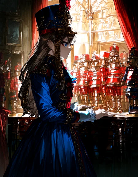 1girl ,nutcracker, detailed background,detailed face,
,quasarcake, thirty_8ght
,masterpiece, best quality, newest, absurdres, highres,
<lora:illustrious_noobai_epsilon_pred_1_best_quality_v1:0.4> ,<lora:illustrious_noobai_epsilon_pred_1_masterpieces_v1:0.4>, <lora:illustrious_noobai_epsilon_pred_11_very_aesthetic_v1:0.4>, <lora:ponyv5_noobV065S_1_adamW:0.6>, <lora:add-detail-xl:0.4>, <lora:GEN(illust) 0.2v:0.6>,<lora:cfg_scale_boost:0.4>,  <lora:Holiday_Nutcracker:0.5>
