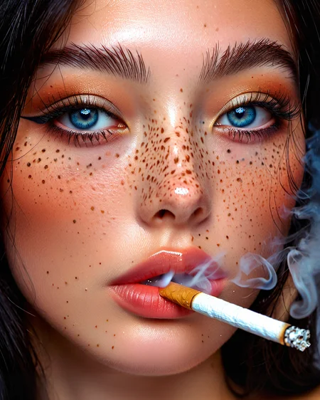 1girl, alluring, makeup, realistic,, black hair, blue eyes, freckles,
<lora:Smoking_Babes_XL_V2:0.6>
cigarette in mouth, (detailed face),
close up