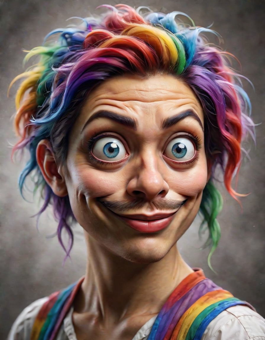 Digital art, Unique small Mario, ð¤, glamour pose, Rainbow hairstyle, in focus, designed by Q Hayashida, Egon Schiele and Brian Sum, Ilford FP4 125, F/1.8, 4K, closeup shot, <lora:ral-drp:0.9> ral-drp <lora:sdxl_lightning_8step_lora:1>, artistic, perfect composition, fine artistic composition, holy, set logical ambient background, dynamic background