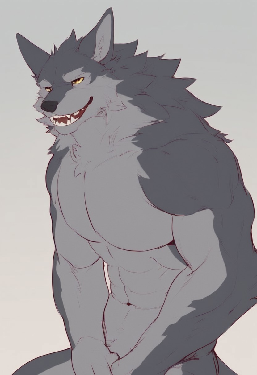 masturbation dragon boy ao lie
anthro muscular wolf, nude, semi-realistic shading, clean lineart, bold line variation, flat colors with subtle gradients, simple background, expressive face, natural posing, no clothes, confident smile, sharp ears, gray and light gray fur, short fur texture, detailed eyes, visible teeth, male furry, solo, strong anatomy, defined muscles, soft lighting, subtle shadows, natural color palette, dynamic posture