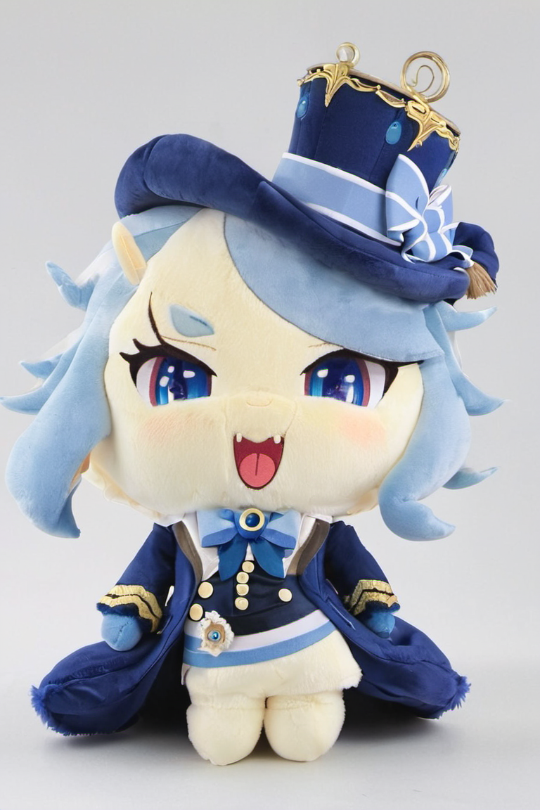 stuffed-toy,1girl,full body,solo,blue_headwear,looking_at_viewer,white_background,open_mouth,blush,simple_background,tears,hands_on_hips,long_sleeves,blue_jacket,tearing_up,white_gloves,top_hat,ascot,short_hair,white_shirt,flying_sweatdrops,brooch,black_gloves,<lora:furina_SDXL-000008:0.8>,<lora:stuffed-toy_XL:1.5>,