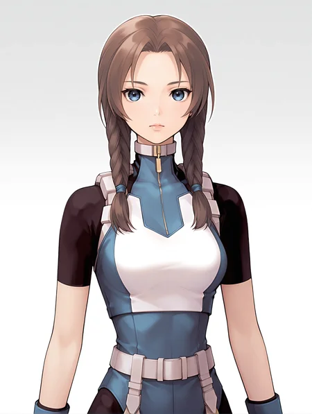 masterpiece,best quality,newest,
1girl,solo,
<lora:Mary_Appleton_ilxl_v1.0:1>,mary_a,twin braids,brown hair,blue eyes,lips,
m_suit,turtleneck,skin tight,bodysuit,crop top,short sleeves,fingerless gloves,leotard,
<lora:Fixhands_anime_bdsqlsz_V1:1>,upper_body,looking_at_viewer,white_background,simple_background,cowboy_shot,straight-on,standing,contrapposto,expressionless,