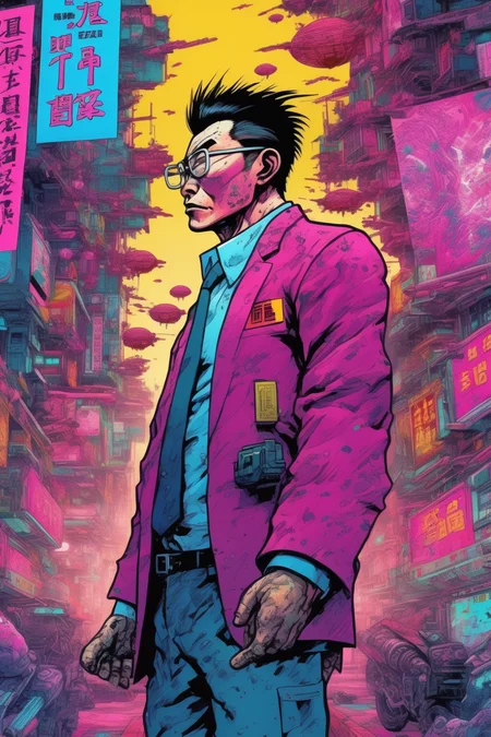 <lora:Liam Wong Style:1>Liam Wong Style - Imagine a Chinese politician, furious and shouting, as he bans something from his office. He passionately despises what he is prohibiting. A vibrant cyberpunk world where colors come to life. Each image in this epic journey, called 'MidJourney,' is infused with the energy and style of classic comic book pages. Strong and dynamic lines define the contours of characters and settings, while vibrant and saturated colors breathe life into every detail. Scenes come alive on your screen, transporting you to a universe full of action, adventure, and excitement.