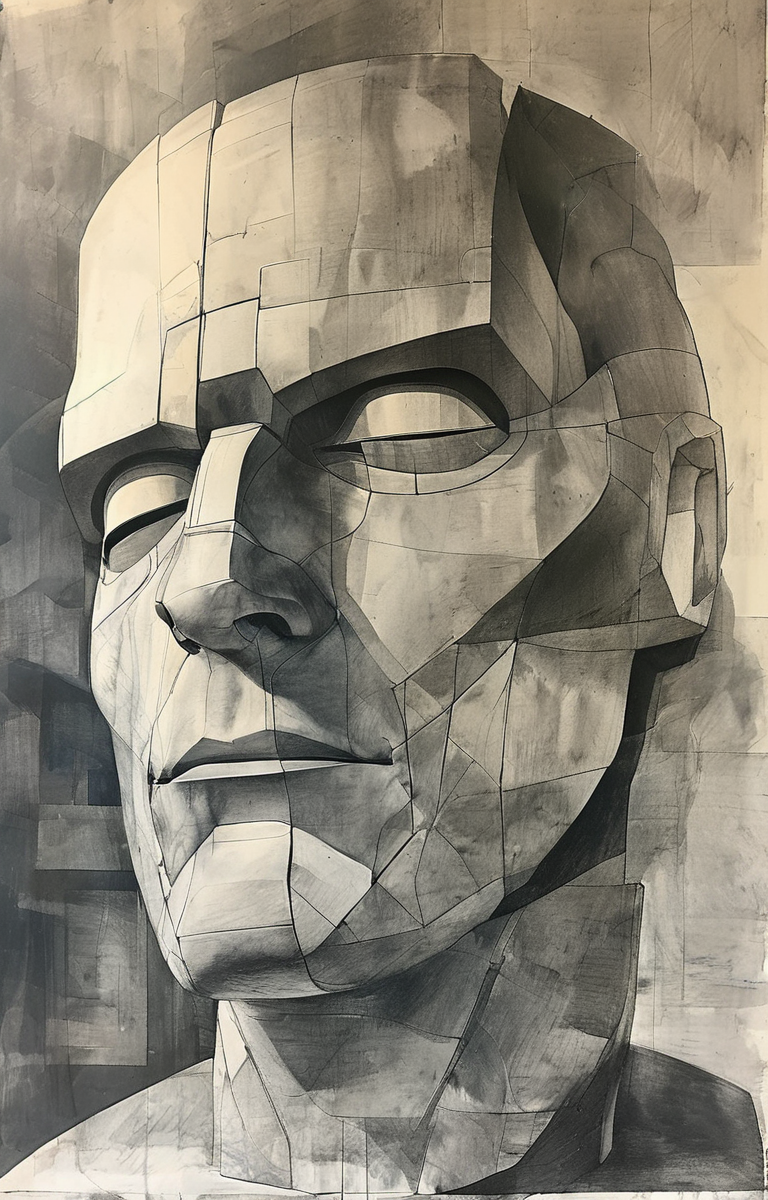 masterpiece,best quality,<lora:tbh133-sdxl:0.85>,portrait of Iron Man,drawing,style of Raymond Duchamp-Villon,sculpture,